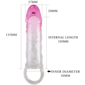 For Him-Odes Realistic Manson Extensor 2 cm pentru Penis, Roz-TPR - imagine 6
