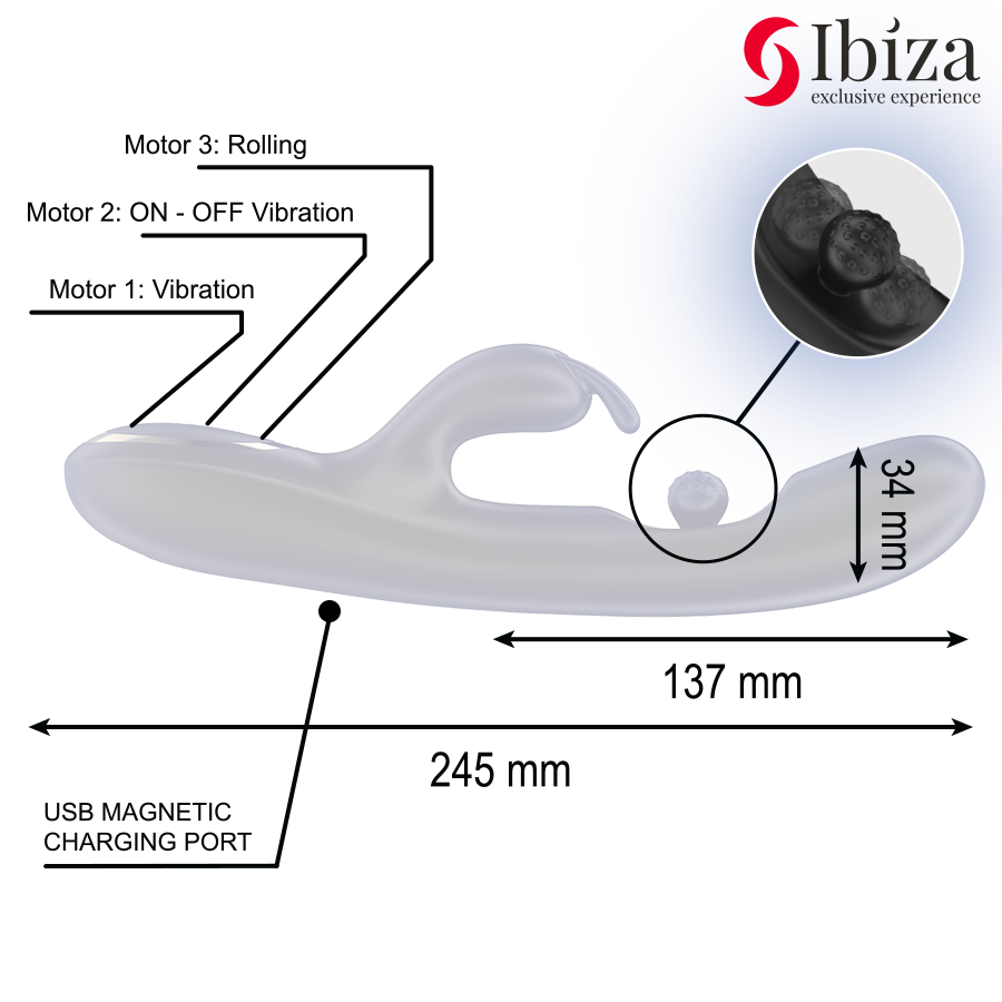Ibiza-Vibrator Rabbit Puternic cu Bilă Rotativă de Masaj, 3 4 img 202458 d91888f6ffb9ce046d43c7003976e4c1 1