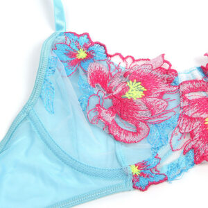 Subblime - 957643 Set Sutien si Jartieră Brodată cu Flori Roz /, S/M/L/XL - imagine 3