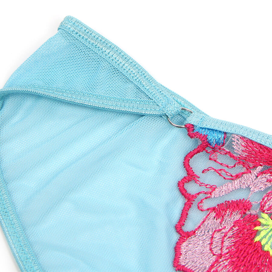 Subblime-957643 Set Sutien si Jartieră Brodată cu Flori Roz/ · Lenjerie Sexy Femei (imaginea 6)