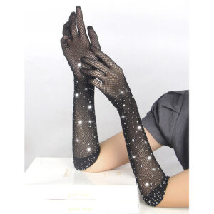 Subblime - 957469SHINE Mănuși Negre Transparente cu Sclipici și Aplicații Diamant S/M 11 Subblime - 957469SHINE Mănuși Negre Transparente cu Sclipici și Aplicații Diamant S/M - imagine 4
