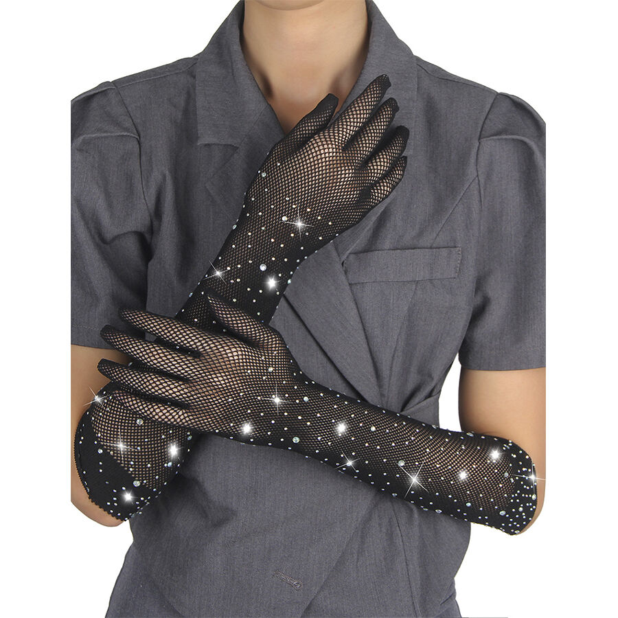 Subblime - 957469SHINE Mănuși Negre Transparente cu Sclipici și Aplicații Diamant S/M 6 img 203798 02f350867214c97819ed80ce6b969c7f 1