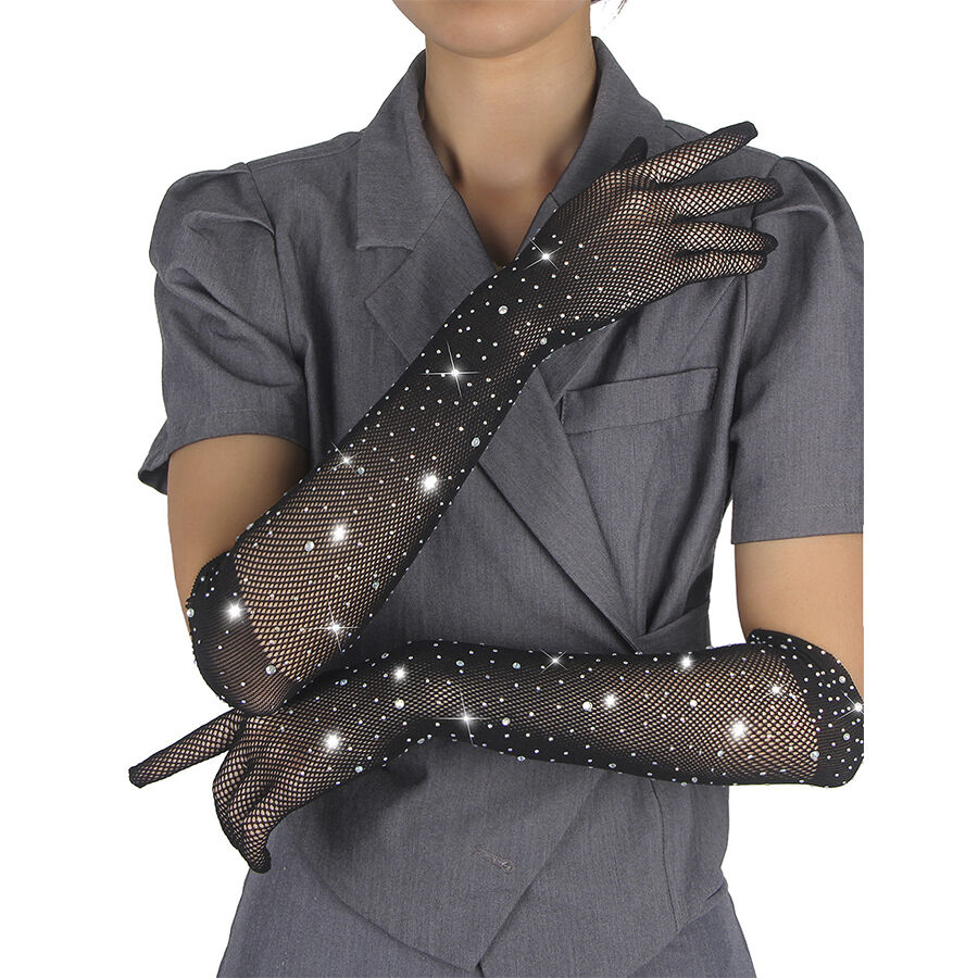Subblime - 957469SHINE Mănuși Negre Transparente cu Sclipici și Aplicații Diamant S/M 1 img 203799 b10186877565d14cf08714a49b294f0c 1