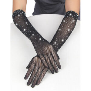 Subblime - 957469SHINE Mănuși Negre Transparente cu Sclipici și Aplicații Diamant S/M 14 Subblime - 957469SHINE Mănuși Negre Transparente cu Sclipici și Aplicații Diamant S/M - imagine 7
