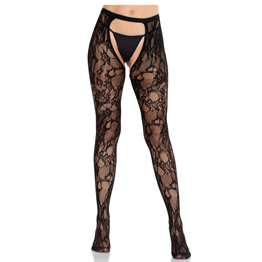 Leg Avenue Hosiery-Ciorapi Rose din Dantelă cu Spate Deschis Negru 1 img 205293 f57fa4d36f2eabae781be05cc63380b8 1