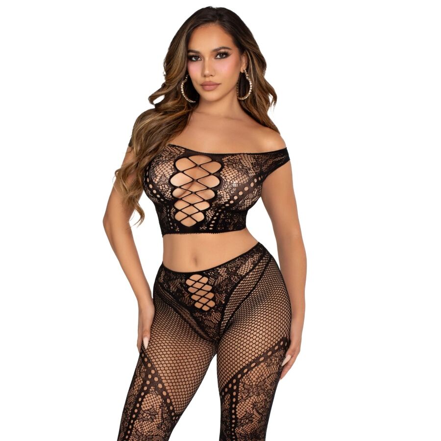 Leg Avenue Sets-Top Crop și Colanți din Plasă cu Umeri Goli, Negru 1 img 205320 9877d25864dfe5831238be8b2b8f2c11 1