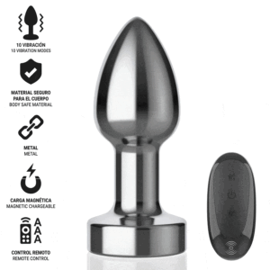 Intense Anal Toys-Anal Plug 10 Vibrații Metal cu Telecomandă · Jucarii Anale (imaginea 8)