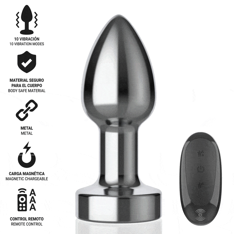 Intense Anal Toys-Anal Plug 10 Vibrații Metal cu Telecomandă · Jucarii Anale (imaginea 8)
