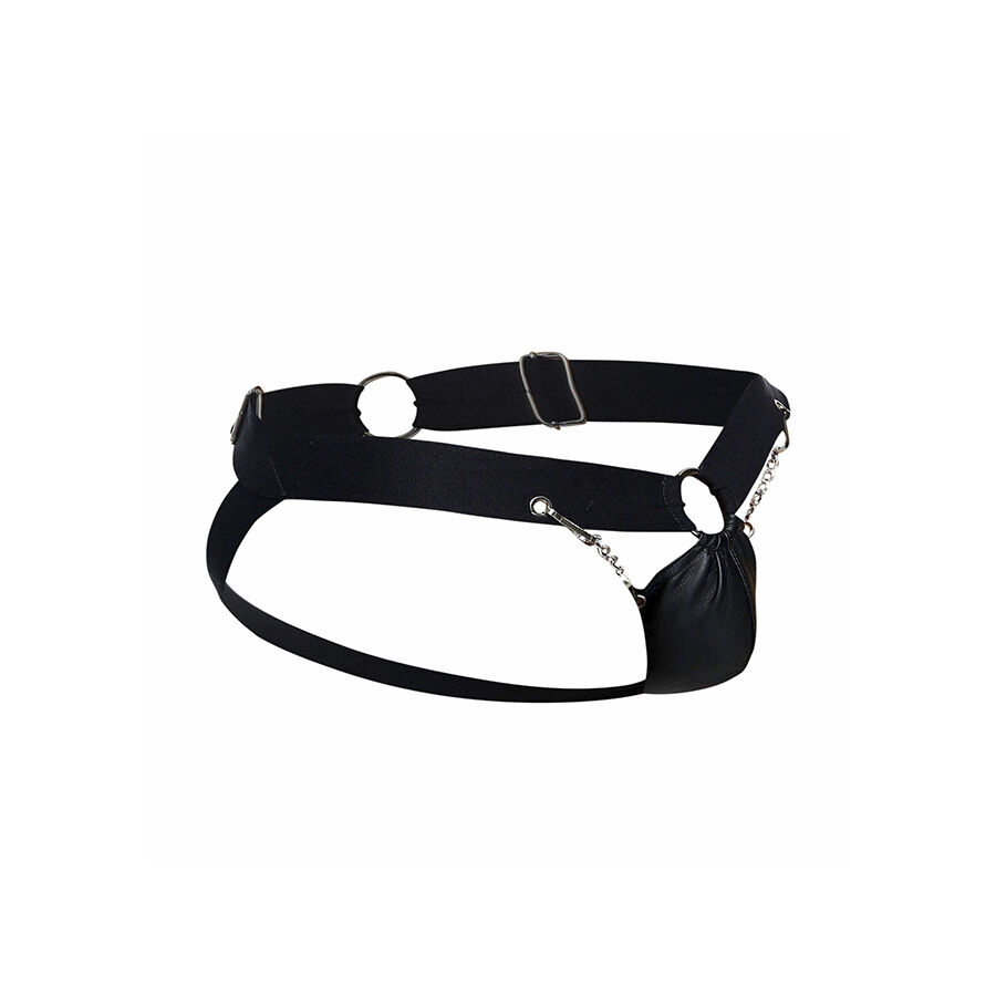 Mob-Dngeon Jockstrap cu Lanț Negru, Mărime Unică-Piele Ecologica · Lenjerie Barbati (imaginea 8)