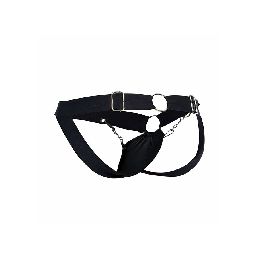 Mob-Dngeon Jockstrap cu Lanț Negru, Mărime Unică-Piele Ecologica 2 Mob-Dngeon Jockstrap cu Lanț Negru, Mărime Unică-Piele Ecologica · Lenjerie Barbati (imaginea 2)