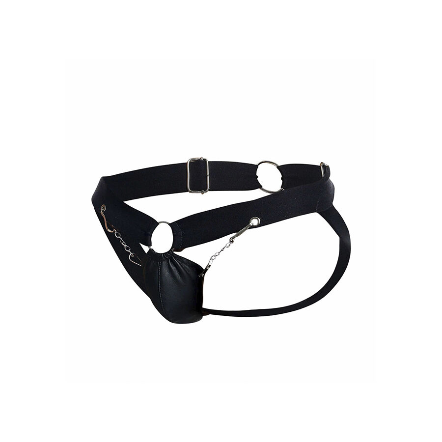 Mob-Dngeon Jockstrap cu Lanț Negru, Mărime Unică-Piele Ecologica · Lenjerie Barbati (imaginea 4)