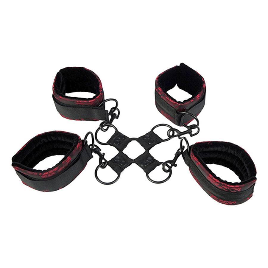 Calexotics-Scandal Set Cătușe Hog Tie Brocart Roșu-negru 1 img 208181 92a1f33dab322f7bc2bb07c07f461e10 1