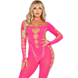 Leg Avenue Bodystockings-Bodystocking Roz Spate Decupat One Size 9 Leg Avenue Bodystockings-Bodystocking Roz Spate Decupat One Size - imagine 4