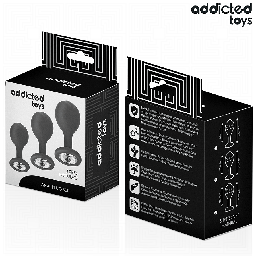 Addicted Toys - Set de 3 Pluguri Anale din Silicon cu Bijuterie 5 img 208829 cdbc82536ad87f8046a91fce28c4cd4d 1
