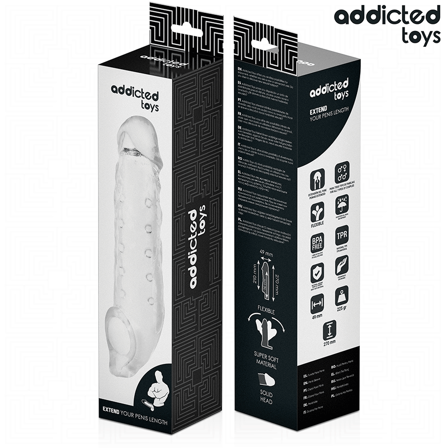 Addicted Toys-Extensie Transparentă pentru Penis, Mărime S 23 cm · Inele & Mansoane Penis (imaginea 7)