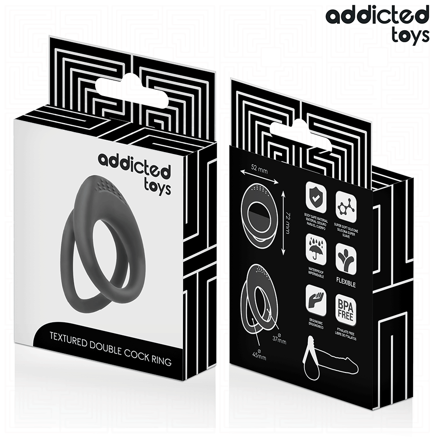 Addicted Toys - Inel Dublu Texturat pentru Penis 6 img 209053 a269d4e3c79bec8139fc883a43c104fb 1