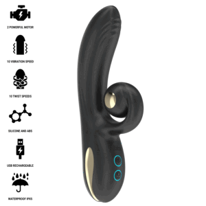 Ibiza Technology-Twister Vibrator Rotativ cu Stimulator Curbat - imagine 4