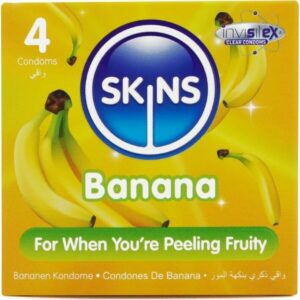 Skins-Prezervative Premium Aromă Banane, Pachet 4-Latex 21 Skins-Prezervative Premium Aromă Banane, Pachet 4-Latex