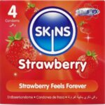 Skins-Pachet 4 Prezervative Premium cu Aromă de Căpșuni · Prezervative