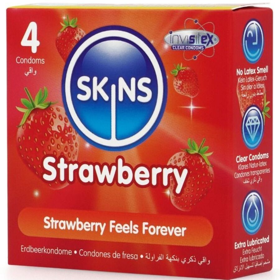 Skins-Pachet 4 Prezervative Premium cu Aromă de Căpșuni 2 img 213455 36a92fdfa98db75af31c2397b0ffaedf 1