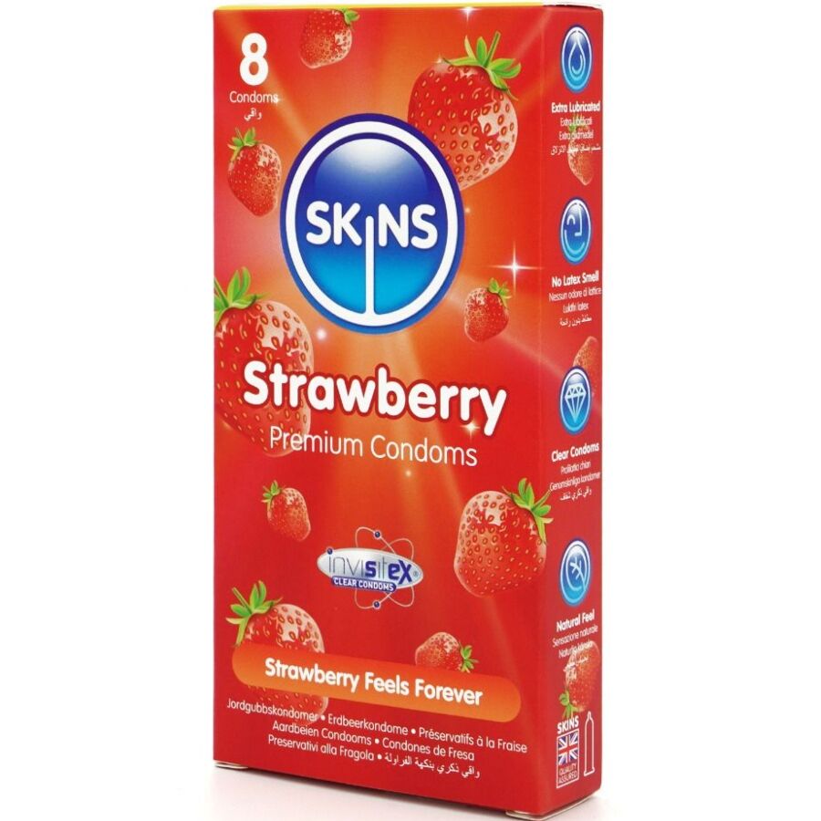 SKINS - Prezervative Premium Căpșuni Pachet 8 2 img 213458 a32fbe284aef1aeb1f491f1fd705a940 1