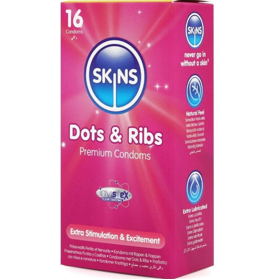 Skins-Dots & Ribs Premium Prezervative Pachet 16-Latex · Prezervative (imaginea 3)