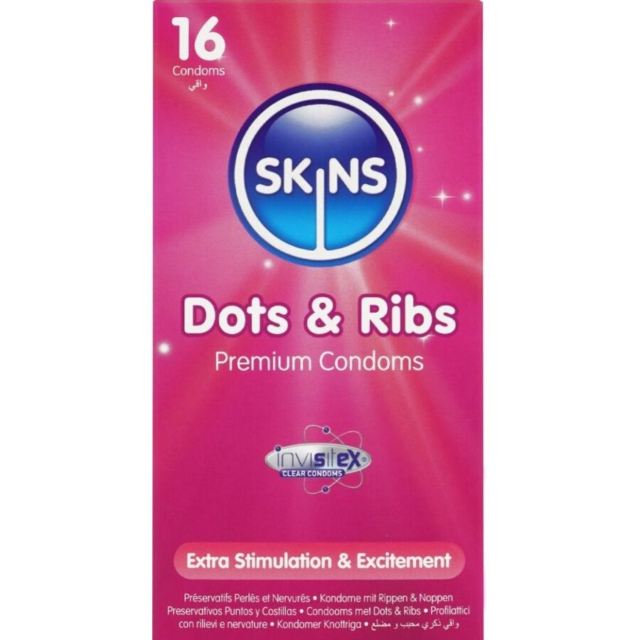 Skins-Dots & Ribs Premium Prezervative Pachet 16-Latex