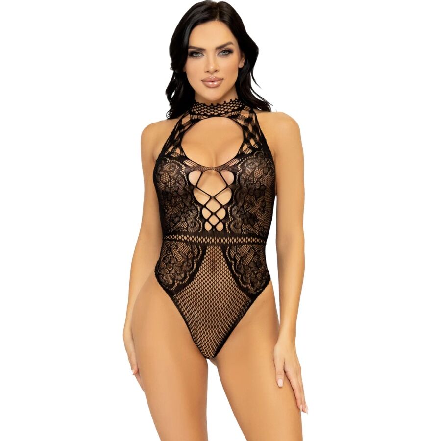 Leg Avenue Bodystockings-Body Halter Plasă și Dantelă cu Decupaj 1 img 216243 3084b1246b2f0794504f4ebe3adbe901 1