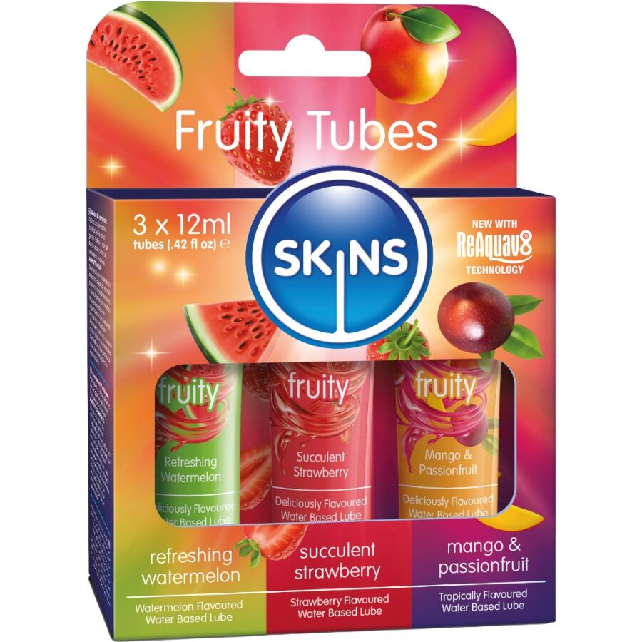 Skins-Kit Lubrifianți Fructați Pepene, Căpșuni și Mango 3 X 12 ml 1 img 217165 2b3dcc7ec713c23e0e00fac39fccdc94 1