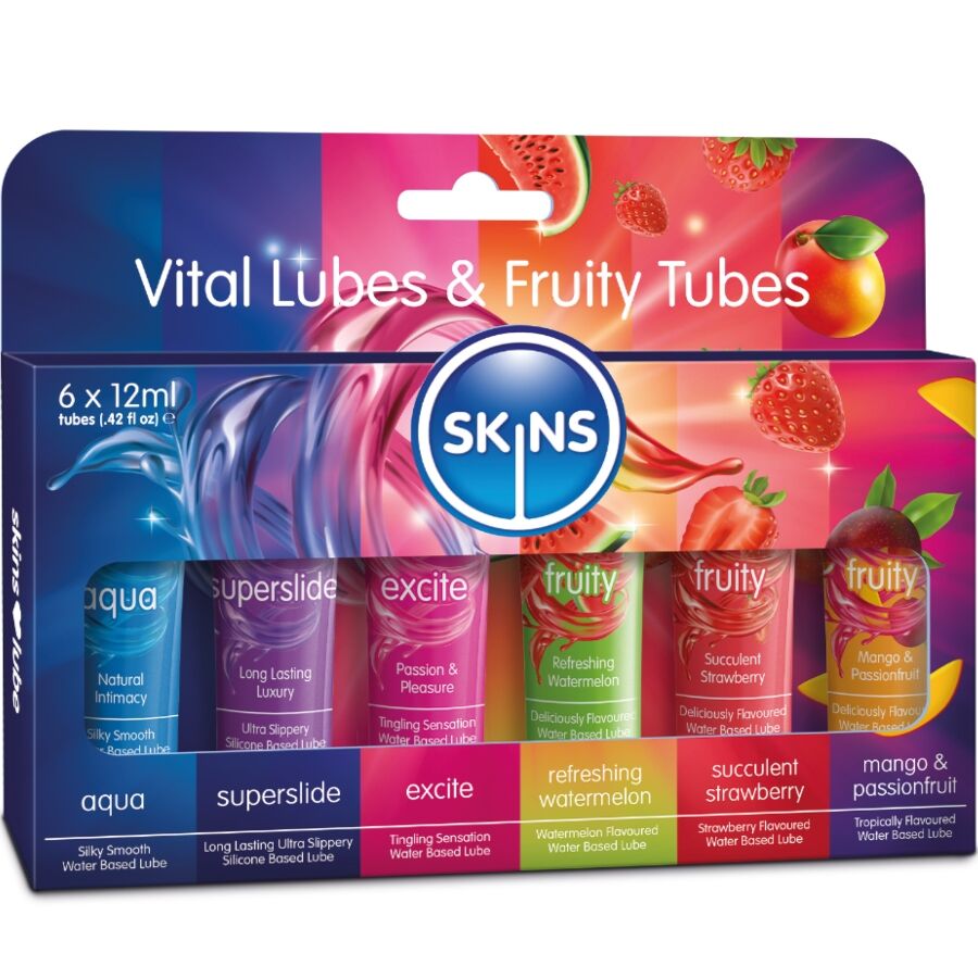 Skins-Vital & Fruity Kit Lubrifianți 6 X 12 ml 1 img 217168 58fed12ad03f1c50e5191d75a3d51af3 1