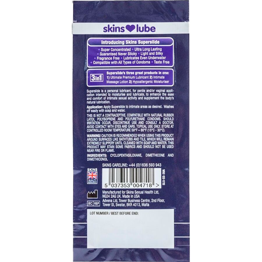 SKINS - Superslide Lubrifiant pe Bază de Silicon, Doză Unică 5 ml 2 img 217171 9c3119fc8dc6c895bc9d67aa2b800d06 1