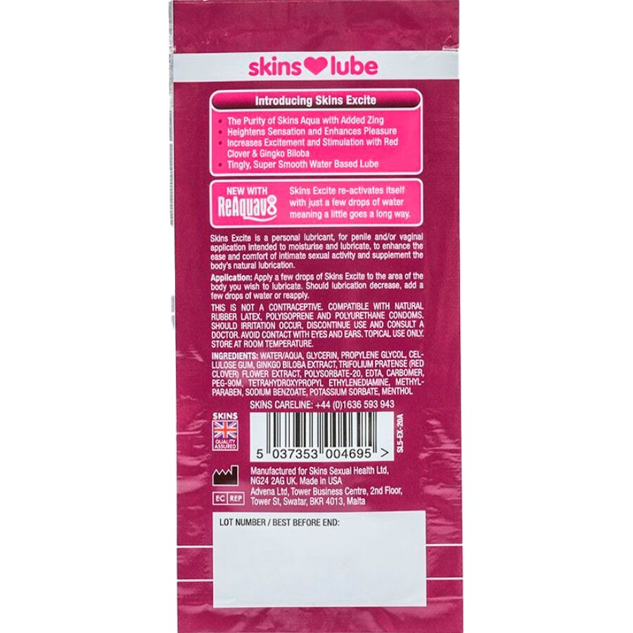 SKINS - Excite Lubrifiant pe Bază de Apă Monodoză 5 ml 2 img 217173 96a92e723a4bb93251ea6f235becddc5 1