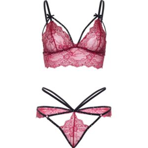 Leg Avenue-Set Sutien + Tanga Bordo, S/M/L 10 Leg Avenue-Set Sutien + Tanga Bordo, S/M/L - imagine 5