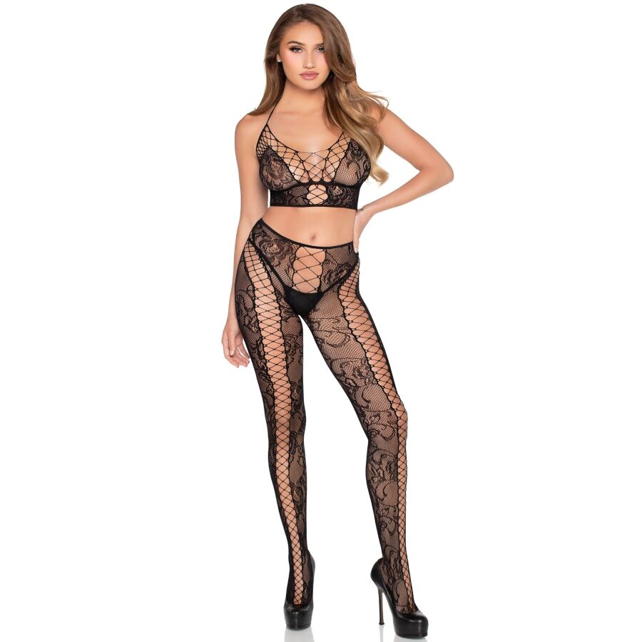 Leg Avenue Sets-89368 Top Crop din Dantelă și Plasă cu Colanți 1 img 221444 f505f93f35753c82d819476f0fe07f85 1