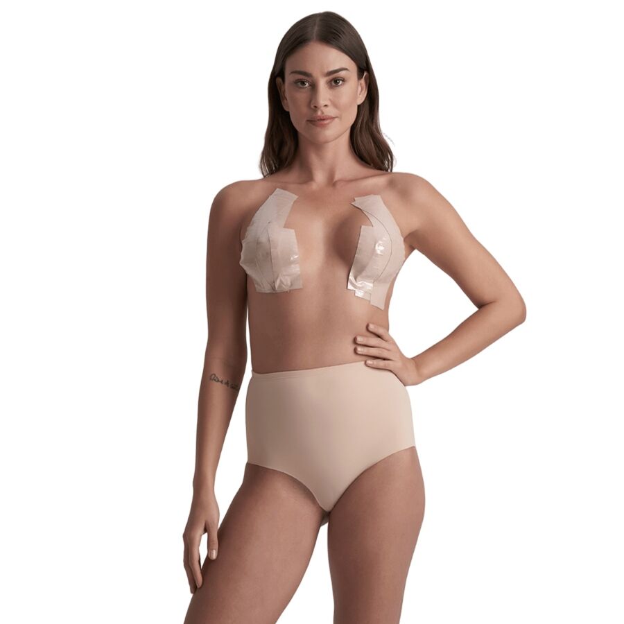 BYE-BRA-Body Tape Dublu Adeziv One X-500 cm, Bej/Negru-Waterproof