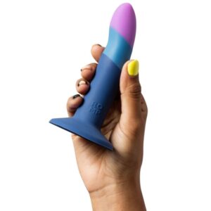 Romp-Piccolo Dildo din Silicon cu Ventuză Tricolor 14 cm-Ventuza - imagine 5