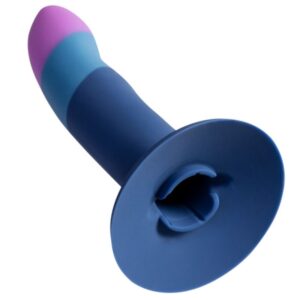 Romp-Piccolo Dildo din Silicon cu Ventuză Tricolor 14 cm-Ventuza - imagine 6