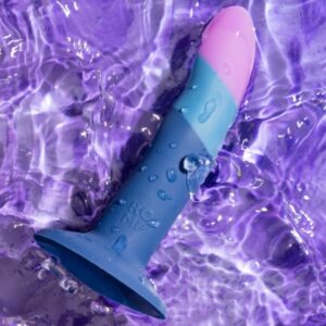 Romp-Piccolo Dildo din Silicon cu Ventuză Tricolor 14 cm-Ventuza - imagine 4