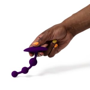 Romp-Amp Perle Anale Flexibile din Silicon 12,5 cm Mov - imagine 5
