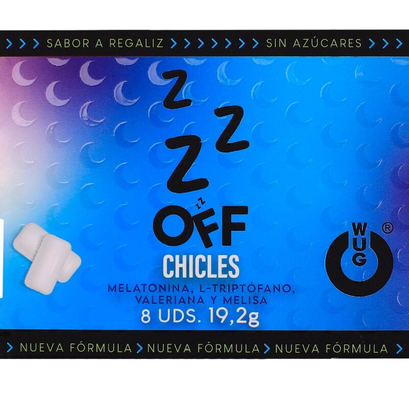 WUG - Off Gumă Funcțională cu Melatonină și Valeriană, Aromă Regaliz Blister 8 Uds 1 img 226508 33a5bde3ea4fa9bd08264afe56c57a75 1
