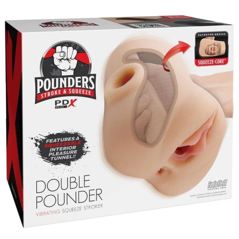 Pdx Plus+-Double Pounder Vibrating Squeeze Stroker Light 20.5 CM — PIPEDREAMS · Masturbatoare (imaginea 3)