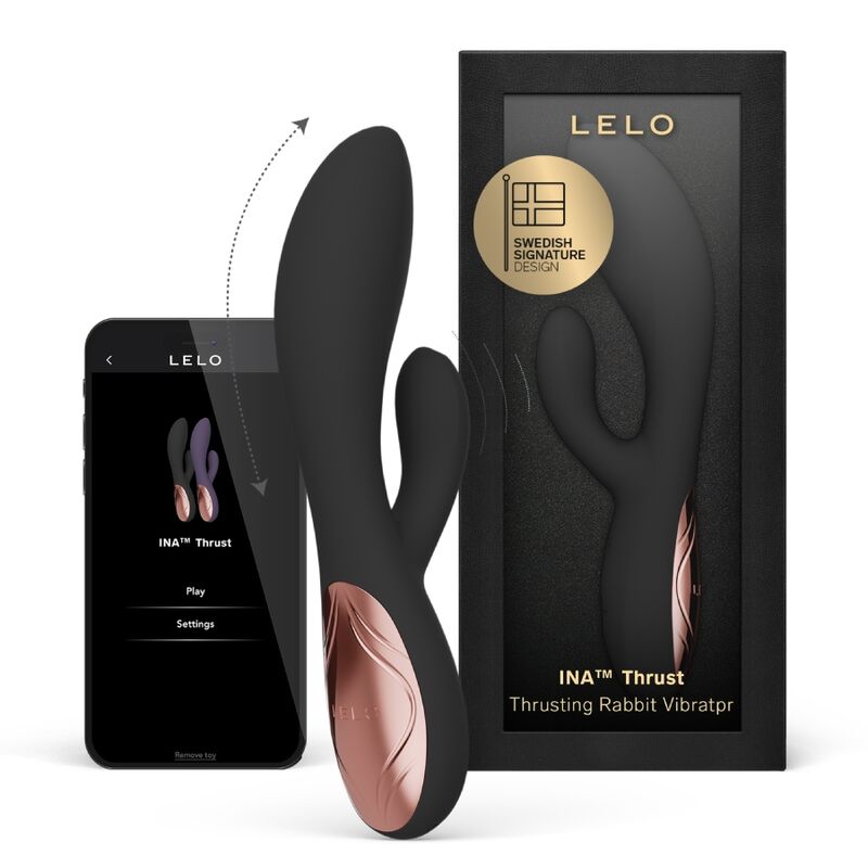 Lelo-Ina Thrust Rabbit Thrusting Vibrator Black-Silicon