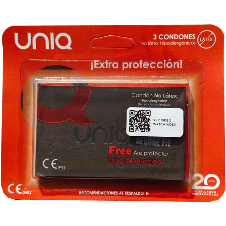 Uniq-Secure Fit Prezervative fără Latex 3 Bucăți