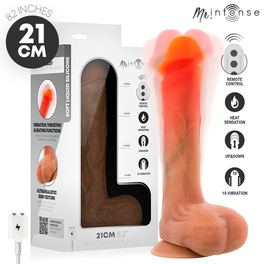 MR INTENSE - BRADLEY SILICONE VIBRATING DILDO WITH HEAT EFFECT AND REMOTE CONTROL 21 CM -Ø- 4.2 CM — MR. INTENSE · Vibratoare