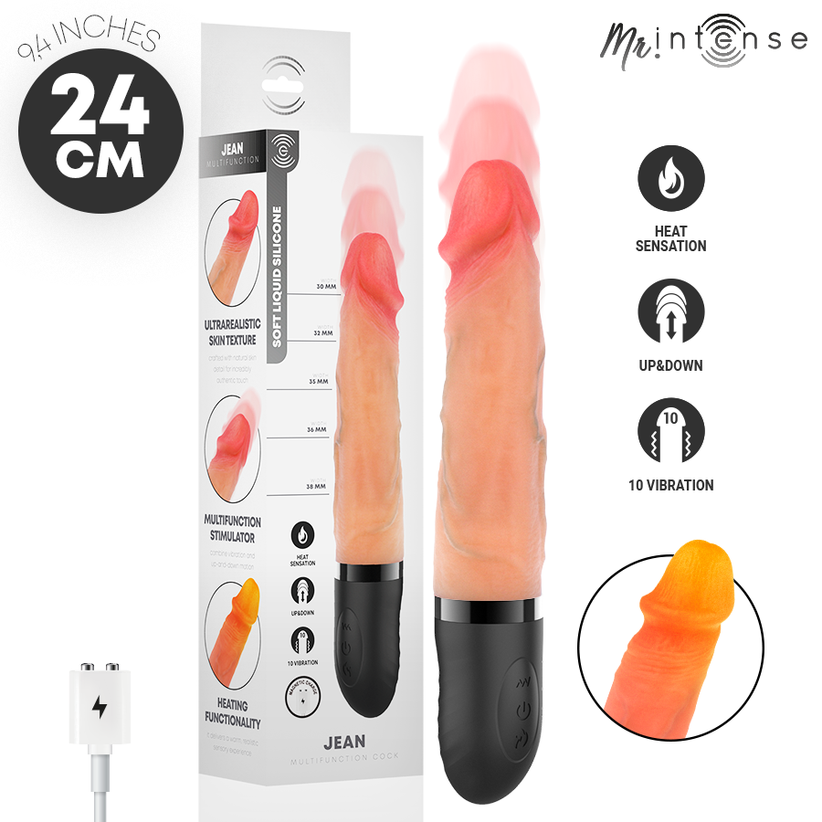 MR INTENSE - JEAN UP&DOWN VIBRATOR SILICONE WITH HEAT EFFECT 24 CM -Ø- 3.8 CM — MR. INTENSE · Vibratoare