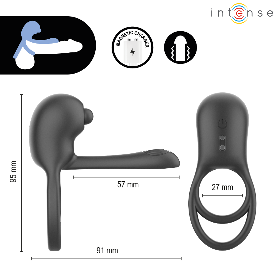 INTENSE - SPIKE REMOTE CONTROL VIBRATING PENIS RING · Inele & Mansoane Penis (imaginea 4)