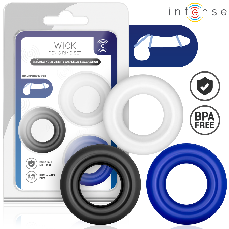 Intense-Wick Set 3 Inele pentru Penis Diverse Culori 294 Intense-Wick Set 3 Inele pentru Penis Diverse Culori