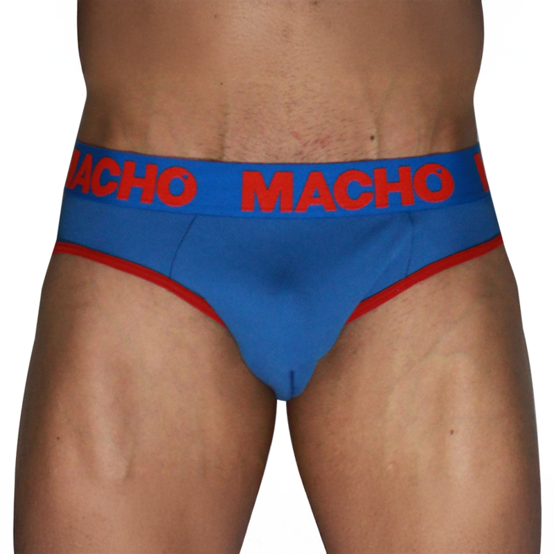 MACHO - MCH005 CLASSIC SLIP BLUE + RED S — MACHO UNDERWEAR · Lenjerie Barbati (imaginea 2)