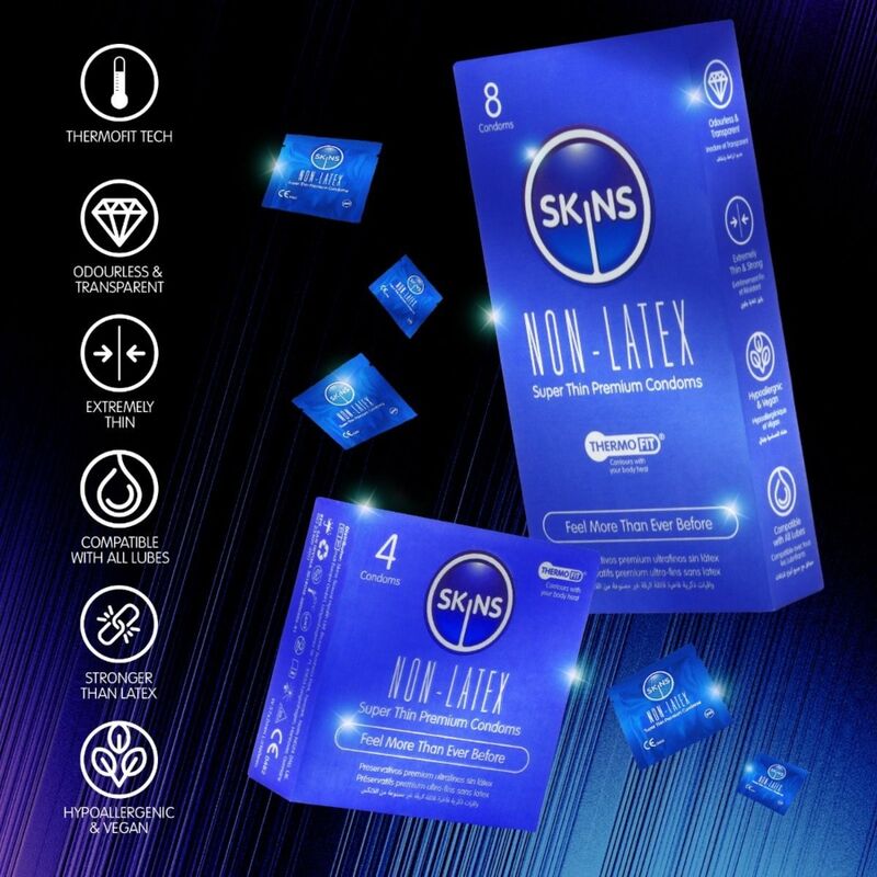 Skins-Prezervative fără Latex 4 Bucăți 4 SKINS - LATEX-FREE CONDOMS PACK OF 4 · Prezervative (imaginea 4)