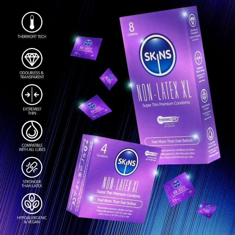 Skins-Prezervative fără Latex XL 4 Bucăți 5 SKINS - LATEX-FREE CONDOMS XL PACK OF 4 · Prezervative (imaginea 5)